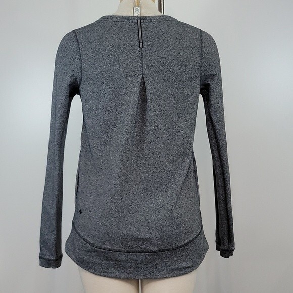 LULULEMON Exhalation Pullover II Heathered Speckle Black size 4 - Picture 5 of 9
